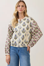 Load image into Gallery viewer, TCEC Mixed Floral Quilted Jacket in Cream
