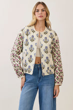 Load image into Gallery viewer, TCEC Mixed Floral Quilted Jacket in Cream
