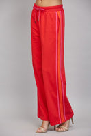 FATE Contrast Side Trim Detail Wide Leg Sweatpants in Red