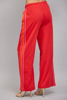 FATE Contrast Side Trim Detail Wide Leg Sweatpants in Red