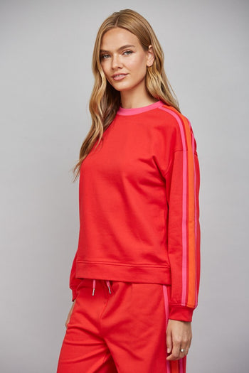 FATE Contrast Trim Detailing Crewneck Sweatshirt in Red