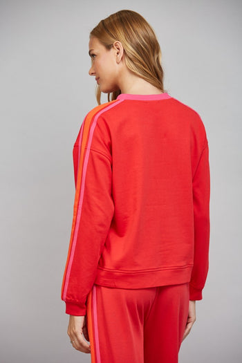 FATE Contrast Trim Detailing Crewneck Sweatshirt in Red