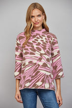 Load image into Gallery viewer, FATE Abstract Animal Print Mock Neck Sweater Beige Pink Brown

