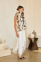 Skies are Blue Multi-Toned Faux Fur Open Front Vest in Cream Multi
