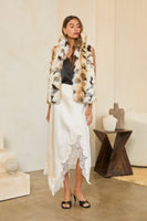 Skies are Blue Multi-Toned Faux Fur Open Front Vest in Cream Multi