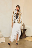Skies are Blue Multi-Toned Faux Fur Open Front Vest in Cream Multi