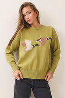 TCEC Flying Mallard Duck Sweater in Green