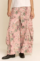 Davi & Dani Floral Print Wide Leg Pants in Pink