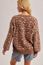 Load image into Gallery viewer, Hem &amp; Thread Relaxed Fit Soft Texture Animal Print Sweater in Mocha
