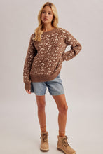 Load image into Gallery viewer, Hem &amp; Thread Relaxed Fit Soft Texture Animal Print Sweater in Mocha
