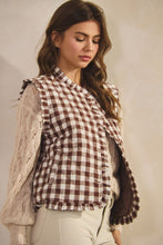 Load image into Gallery viewer, LovLov Ruffled Neck Checkered Vest in Mocha
