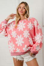 Load image into Gallery viewer, BiBi Christmas Snowflake Pullover Top in Pink
