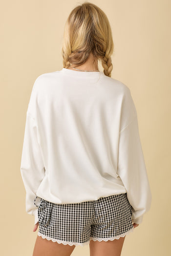 Main Strip Football Game Day Patchwork Top in White