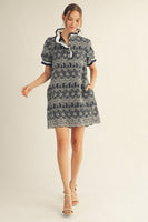 Jodifl Eyelet Lace Shift Dress in Navy S Jodifl Eyelet Lace Shift Dress in Navy S