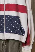 Load image into Gallery viewer, mello. United States Patch Work Oversized Zip Hoodie in Off White
