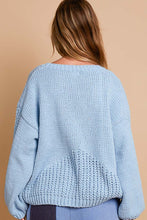 Load image into Gallery viewer, POL Chenille Knit Sweater with Multi Colored Flower Appliques in Baby Blue
