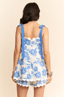 Davi & Dani Floral Print Romper in Blue