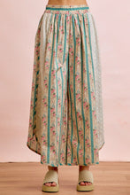 Load image into Gallery viewer, BiBi Floral Eyelet Side Elastic Waist Wide Leg Pants in Teal

