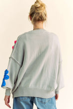 Load image into Gallery viewer, Davi &amp; Dani 3D Floral Patched Sweater in Silver
