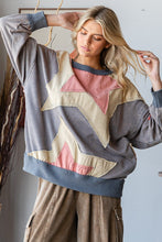 Load image into Gallery viewer, Oli &amp; Hali Mineral Washed Star Patched Sweatshirt in Dusty Blue
