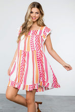 Load image into Gallery viewer, Pattern Knit Dress in White and Pink Mix  THML   
