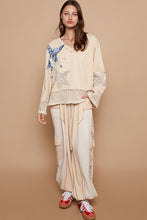 Load image into Gallery viewer, POL Solid Color Top French Terry Top with Star Patches in Almond
