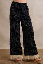 Load image into Gallery viewer, So Me Polka Dot Wide-Leg Pants With Lace Hem in Black

