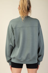 Rae Mode Solid Color Scuba Pullover Top in Sage Leaf