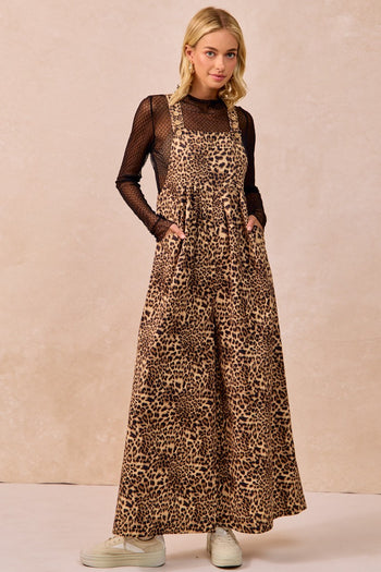 BiBi Leopard Print Wide Leg Jumpsuit in Leopard