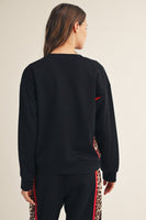 Jodifl Side Animal Contrast Accent Casual Sweatshirt in Black