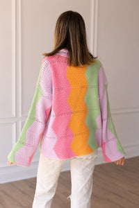 Grace+Emma Boho Bliss Rainbow Chevron Pattern Cardigan in Multi