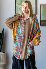 Load image into Gallery viewer, Oli &amp; Hali Waffle Knit and Plaid Print Button Down Top in Mocha
