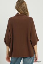 Load image into Gallery viewer, Umgee Mock Neck Dolman Sleeve Sweater Top in Espresso
