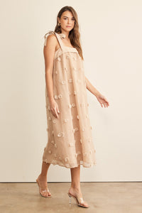 In February Blossom Floral Embroidery Midi Dress in Mocha Dress In February   