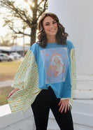 BlueVelvet Dolly Upcycled Inspired Poncho Top in Blue