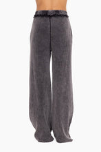 Load image into Gallery viewer, Mono B Distressed Mineral Washed Waffle Knit Pants in Black
