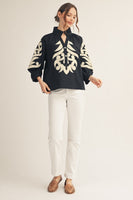 Jodifl Baroque Applique Detail Top in Black