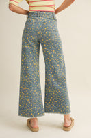 LovLov Whimsical Contemporary Speckled Pattern Pants in Denim Blue