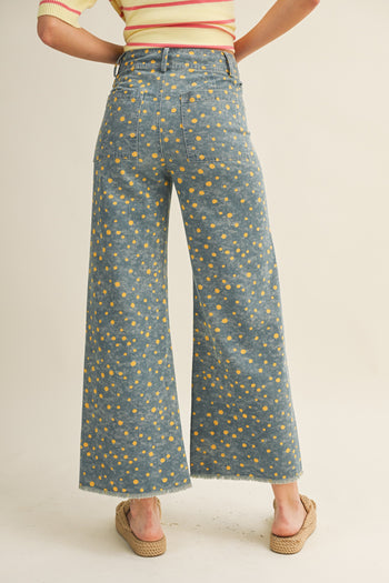 LovLov Whimsical Contemporary Speckled Pattern Pants in Denim Blue