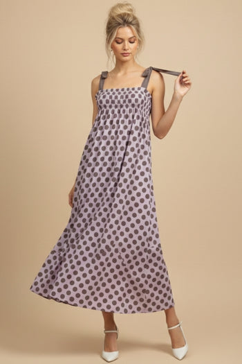 J.nna Polka Dot Maxi Dress in Purple Dot