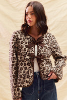So Me Leopard Sherpa Fleece Jacket in Brown