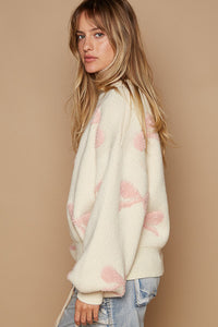 POL OVERSIZED Bow Pattern Sweater in Cream/Pink ON ORDER