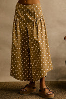 So Me Twill Polka Dot Extended Waist Wide Pants in Taupe/Ivory
