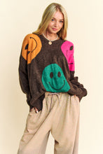 Load image into Gallery viewer, Davi &amp; Dani Multi Colored Smiley Face Print Knit Sweater in Brown Multi ON ORDER
