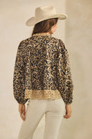 LovLov Leopard Print Top with Lace Details in Leopard