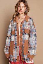 Load image into Gallery viewer, POL Button Down Top with Mixed Plaid and Floral Print in Blue Multi
