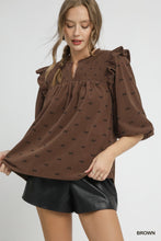 Load image into Gallery viewer, Umgee Corduroy Top with Mini Bow Print in Brown
