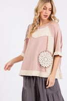 Sage+Fig Crochet Vintage Patchwork Top in Mauve
