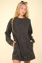 Load image into Gallery viewer, Very J OVERSIZED Mineral Washed Sweatshirt Mini Dress in Black
