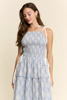 J.nna Floral Print Maxi Dress in Pastel Blue